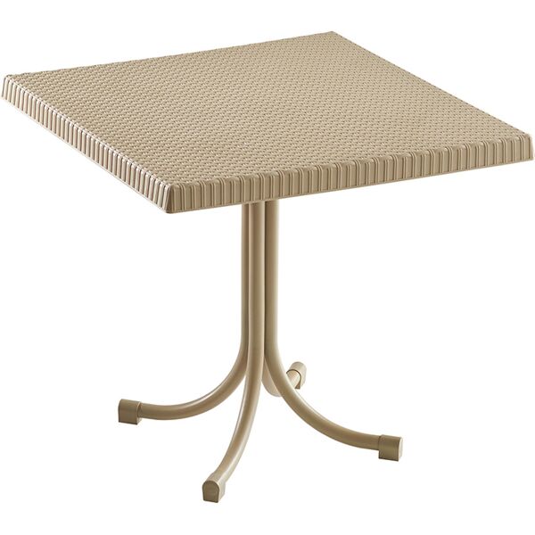 garneroarredamenti tavolo da giardino esterno bar dehors quadrato 80x80cm polipropilene effetto rattan tortora ivo