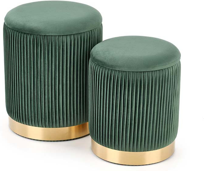 garneroarredamenti set 2 pouf design da salotto contenitore in velluto verde cubal