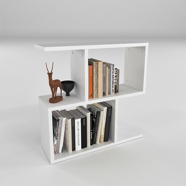 garneroarredamenti tavolino da salotto con libreria design 60x59cm bianco sherman
