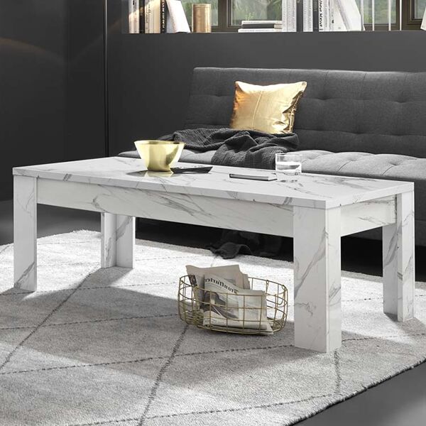 garneroarredamenti tavolino da salotto moderno design 122x65cm marmo bianco viking