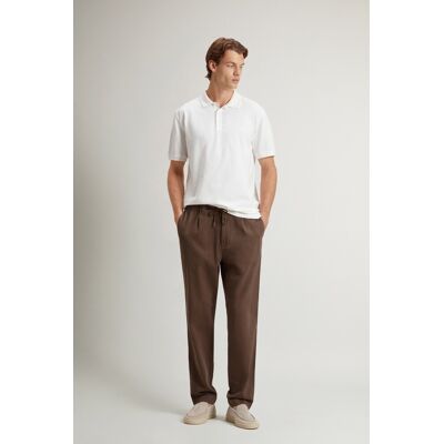 Woolrich uomo Pantaloni Milton in misto cotone e lino tinti in capo Marrone Taglia XXL Woolrich uomo Pantaloni Milton in misto cotone e lino tinti in capo Marrone Taglia XXL