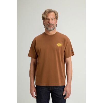 Woolrich uomo T-shirt girocollo in puro cotone con stampa Marrone Taglia M Woolrich uomo T-shirt girocollo in puro cotone con stampa Marrone Taglia M