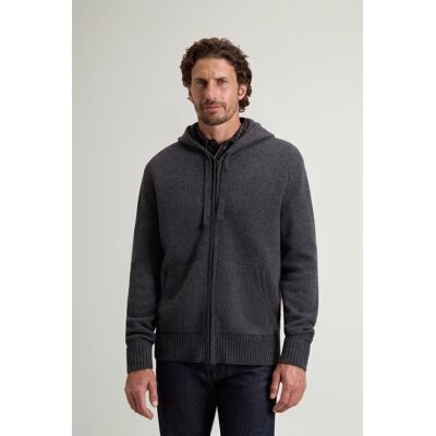 Woolrich uomo Cardigan full-zip in pura lana vergine con cappuccio Grigio Taglia 3XL Woolrich uomo Cardigan full-zip in pura lana vergine con cappuccio Grigio Taglia 3XL