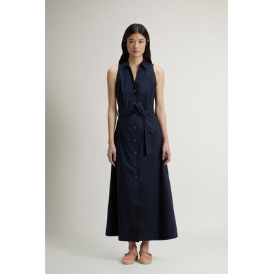 Woolrich donna Vestito chemisier in popeline di puro cotone con cintura Blu Taglia XS Woolrich donna Vestito chemisier in popeline di puro cotone con cintura Blu Taglia XS