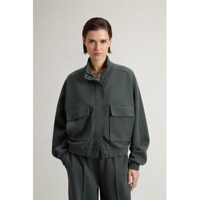 Woolrich donna Felpa full-zip in misto cotone Interlock Verde Taglia L Woolrich donna Felpa full-zip in misto cotone Interlock Verde Taglia L