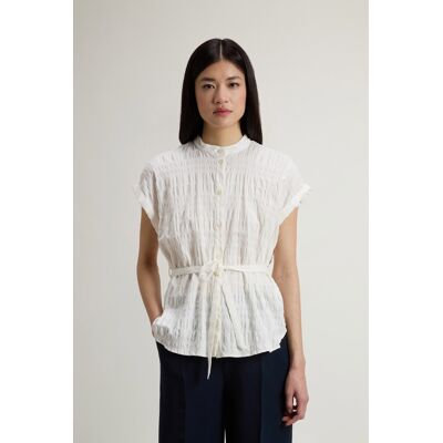 Woolrich donna Blusa in misto cotone e lino Bianco Taglia M Woolrich donna Blusa in misto cotone e lino Bianco Taglia M