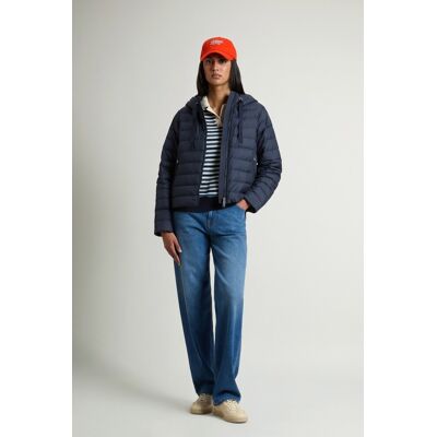 Woolrich donna Piumino leggero in microfibra con cappuccio Blu Taglia L Woolrich donna Piumino leggero in microfibra con cappuccio Blu Taglia L