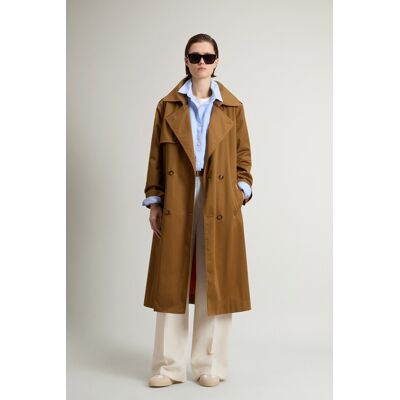 Woolrich donna Trench doppiopetto in puro cotone Marrone Taglia XXS Woolrich donna Trench doppiopetto in puro cotone Marrone Taglia XXS