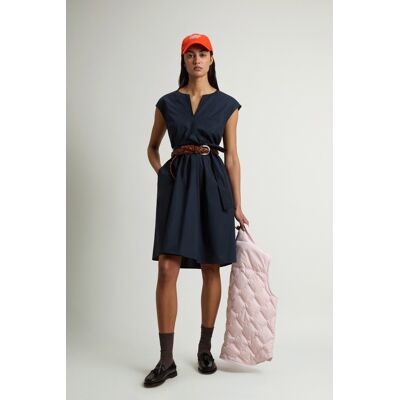 Woolrich donna Vestito in popeline di puro cotone con cintura Blu Taglia XL Woolrich donna Vestito in popeline di puro cotone con cintura Blu Taglia XL
