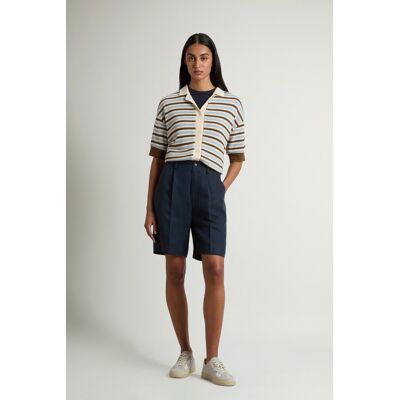 Woolrich donna Pantaloncini in misto lino con pinces Blu Taglia 31 Woolrich donna Pantaloncini in misto lino con pinces Blu Taglia 31