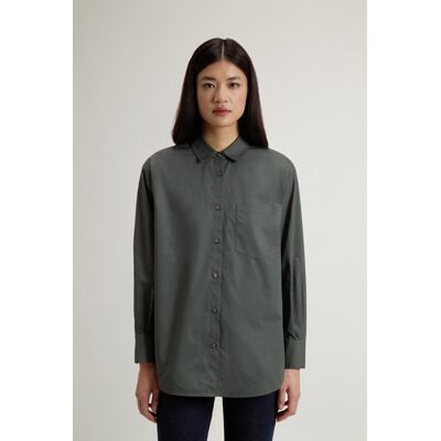 Woolrich donna Camicia Boyfriend in popeline di puro cotone Verde Taglia S Woolrich donna Camicia Boyfriend in popeline di puro cotone Verde Taglia S