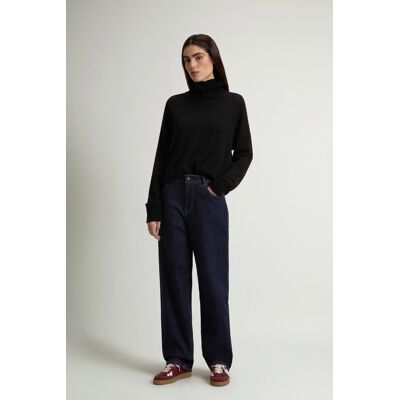 Woolrich donna Pantaloni wide leg a cinque tasche in denim di cotone elasticizzato Blu Taglia 30 Woolrich donna Pantaloni wide leg a cinque tasche in denim di cotone elasticizzato Blu Taglia 30