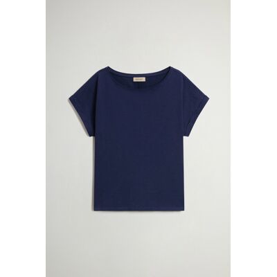 Woolrich donna T-shirt in puro cotone fiammato Blu Taglia M Woolrich donna T-shirt in puro cotone fiammato Blu Taglia M