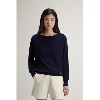 Woolrich donna Maglia girocollo in misto cotone Blu Taglia XL Woolrich donna Maglia girocollo in misto cotone Blu Taglia XL