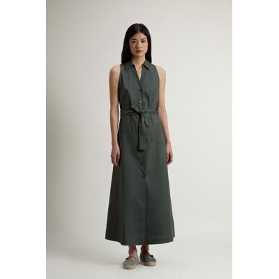 Woolrich donna Vestito chemisier in popeline di puro cotone con cintura Verde Taglia XL Woolrich donna Vestito chemisier in popeline di puro cotone con cintura Verde Taglia XL