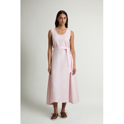 Woolrich donna Vestito smanicato in misto lino con cintura Rosa Taglia XL Woolrich donna Vestito smanicato in misto lino con cintura Rosa Taglia XL