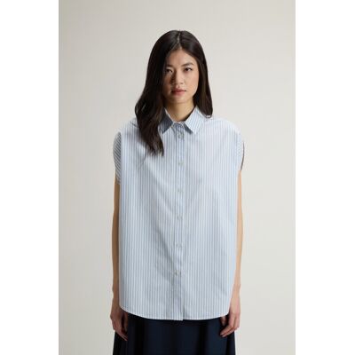 Woolrich donna Blusa in popeline di puro cotone a righe Blu Taglia L Woolrich donna Blusa in popeline di puro cotone a righe Blu Taglia L
