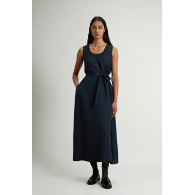 Woolrich donna Vestito smanicato in misto lino con cintura Blu Taglia XL Woolrich donna Vestito smanicato in misto lino con cintura Blu Taglia XL