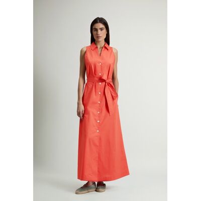 Woolrich donna Vestito chemisier in popeline di puro cotone con cintura Rosso Taglia XS Woolrich donna Vestito chemisier in popeline di puro cotone con cintura Rosso Taglia XS