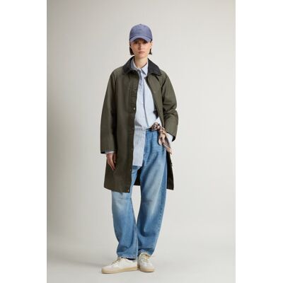 Woolrich donna Trench Dundee in cotone cerato Superwax Verde Taglia XXL Woolrich donna Trench Dundee in cotone cerato Superwax Verde Taglia XXL