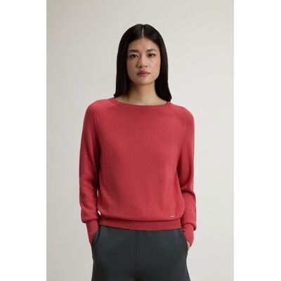 Woolrich donna Maglia girocollo in misto cotone Rosso Taglia M Woolrich donna Maglia girocollo in misto cotone Rosso Taglia M