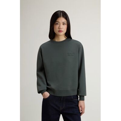 Woolrich donna Felpa girocollo in misto cotone Interlock Verde Taglia XL Woolrich donna Felpa girocollo in misto cotone Interlock Verde Taglia XL