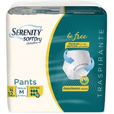 SERENITY SoftDry Sensitive Pants Extra Taglia M 12 Pezzi SERENITY SoftDry Sensitive Pants Extra Taglia M 12 Pezzi