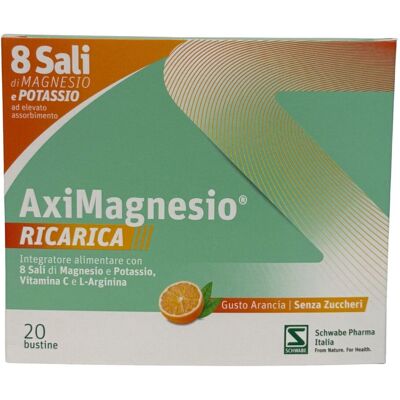 SCHWABE PHARMA ITALIA Srl AxiMagnesio Ricarica Arancia 20 Bustine - Integratore Magnesio e Potassio SCHWABE PHARMA ITALIA Srl AxiMagnesio Ricarica Arancia 20 Bustine - Integratore Magnesio e Potassio