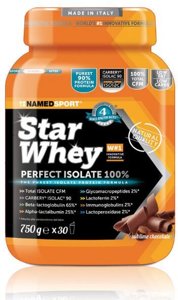 NAMEDSPORT Srl Named Sport Star Whey Perfect Isolate 100% Proteine Gusto Cioccolato 750 grammi