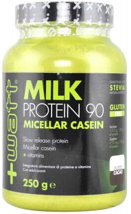 +WATT Watt Milk Protein 90 Micellar Casein 250 Grammi Cacao