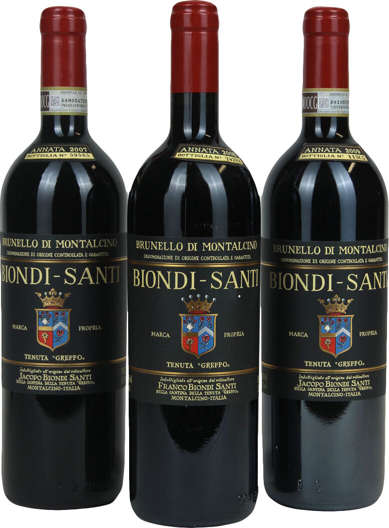 Biondi Santi Verticale Brunello Il Greppo 2007-2008-2009