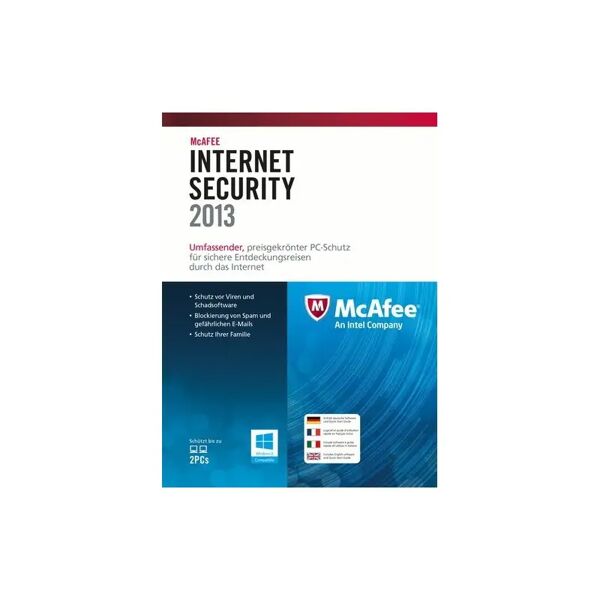 mcafee internet security 2013. 3u, deu, fre, ita, eng sicurezza antivirus tedesca, inglese, francese, ita 3 licenza/e