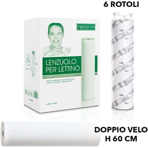 6 ROTOLI DA LETTINO LENZUOLINO MONOUSO 2 VELI H 60 CM