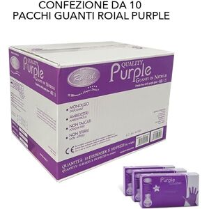 GUANTI MONOUSO IN NITRILE PURPLE NON TALCATI ROIAL 5 STELLE ALTAMENTE PROFESSIONALE 10 conf da 100 pezzi 1000 pezzi