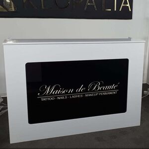 Reception banco cassa in legno bianco laccato Maison Made in italy per salone centro estetico Personalizzabile su misura