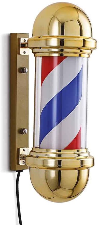 BARBER POLE LED da interno Insegna luminosa da barbiere Argento Oro Nero