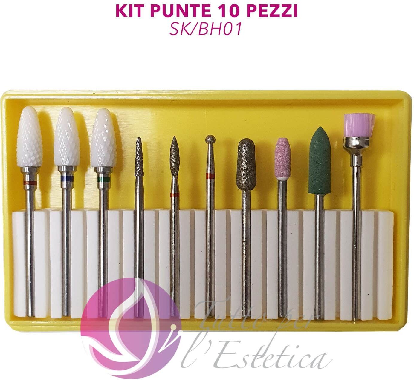 Kit punte fresa in CERAMICA manicure Dry cuticole in diamante 10 pz estetista onicotecnica punte per fresa estetista