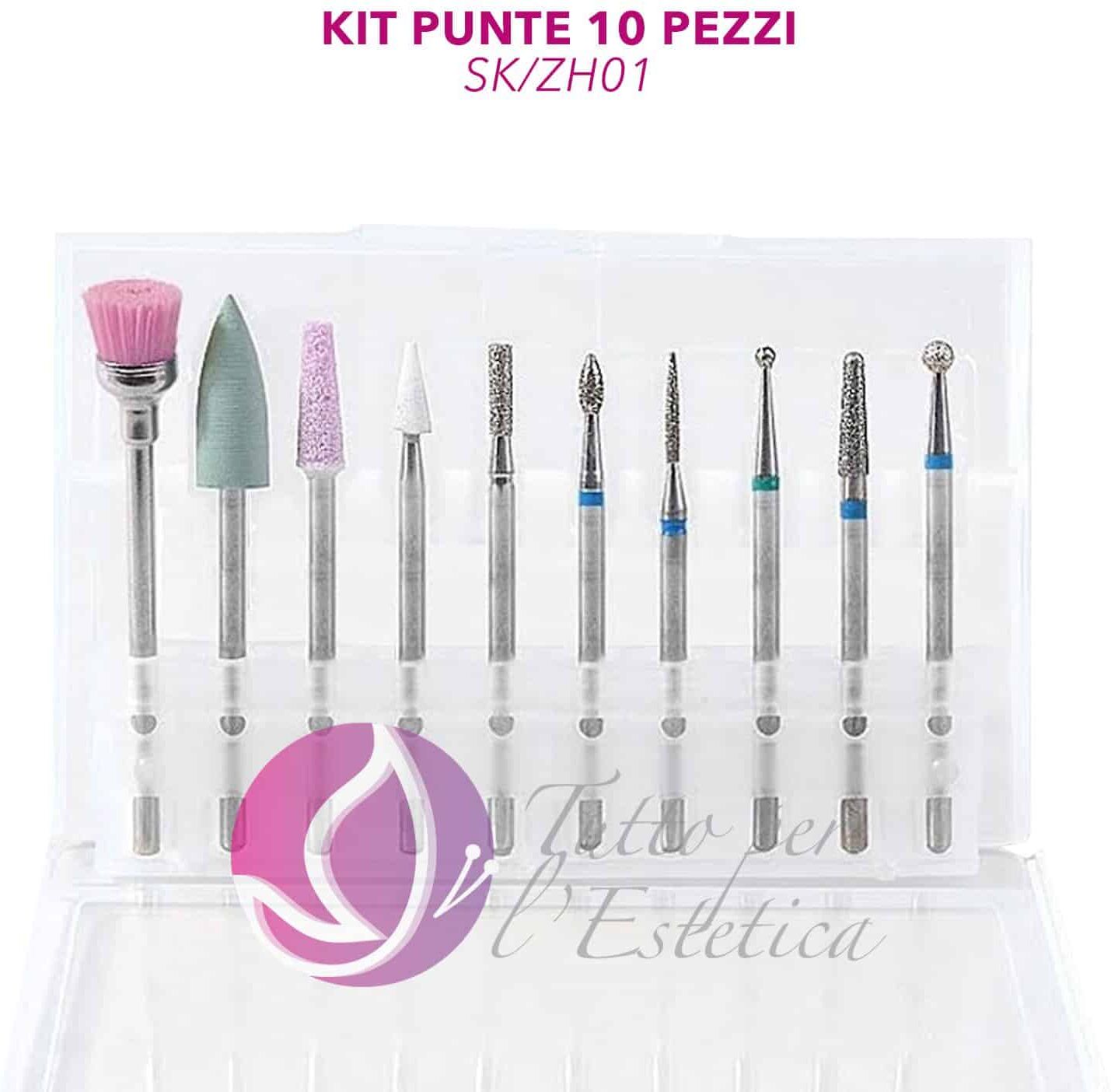 Kit punte fresa Dry manicure cuticole in diamante 10 pz estetista onicotecnica punte per fresa estetista