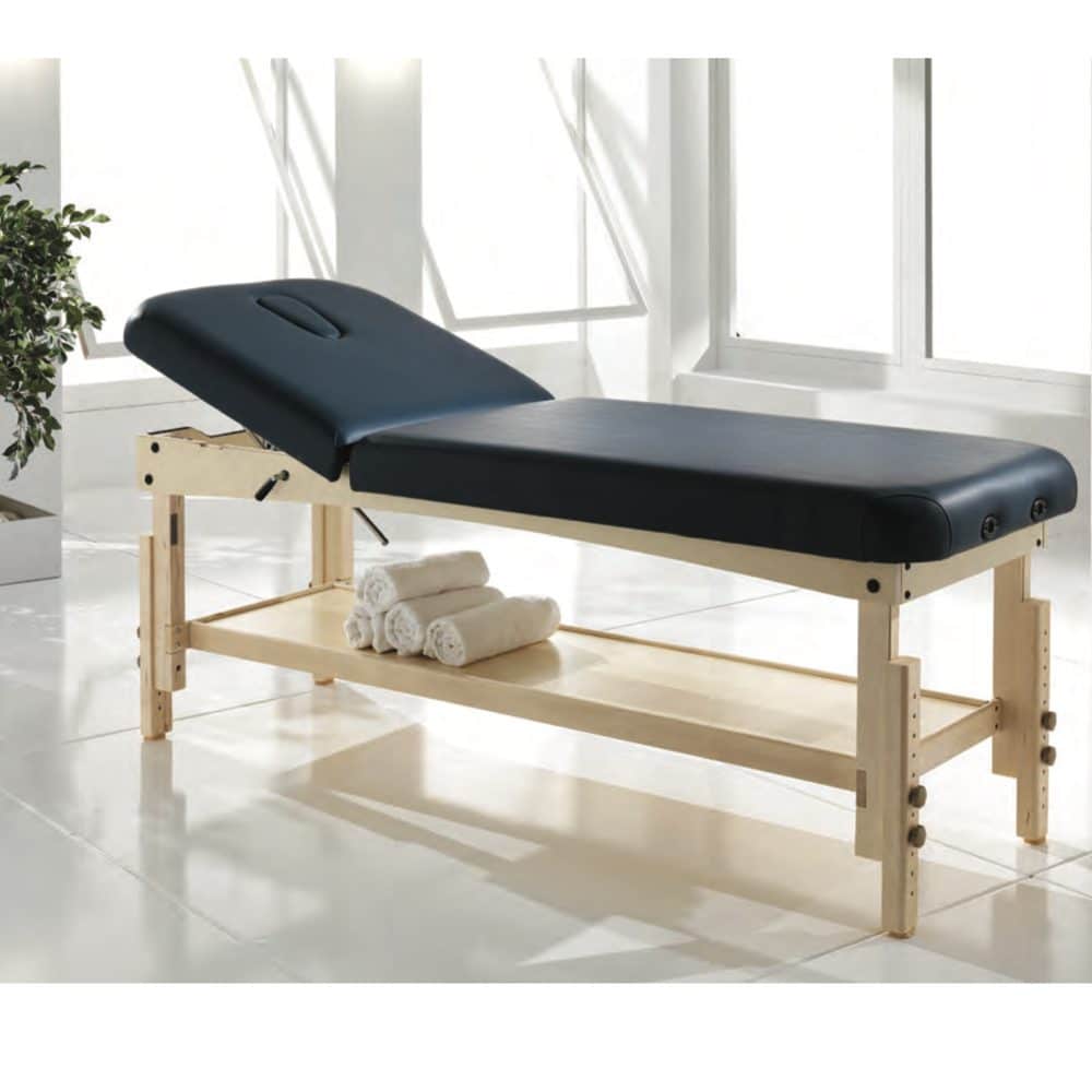 Lettino in legno regolabile in altezza per estetista massaggio centro estetico foro viso porta rotolo