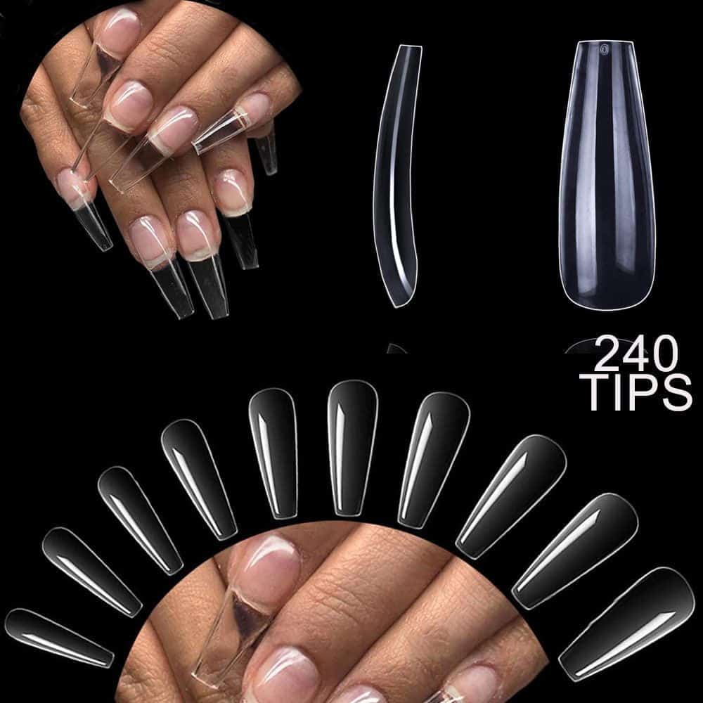 240 TIPS PUNTE PER GEL A MANDORLA RICOSTRUZIONE UNGHIE NAIL ART