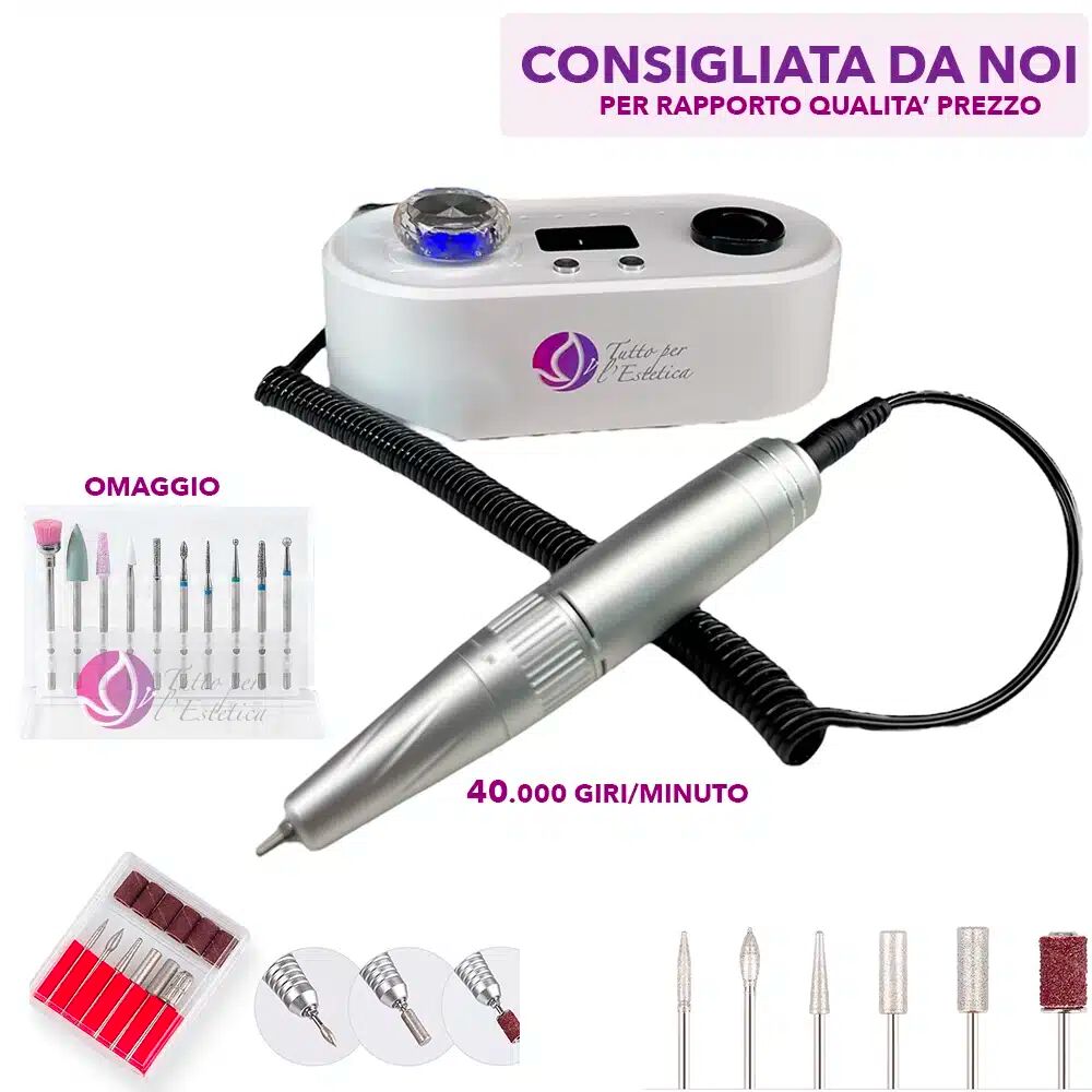 Fresa manicure micromotore da 40000 giri al minuto manicure nails estetista centro estetico