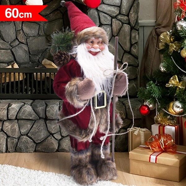 trade shop traesio babbo natale nordico 60cm in plastica vestiti in tessuto decorazione natalizia