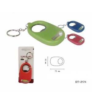 trade shop traesio mini torcia portachiavi led cob tascabile con apribottiglia vari colori dt-2174
