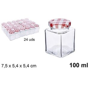 trade shop traesio set 24 pezzi contenitore barattolo in vetro quadrato con coperchio 100ml 110809