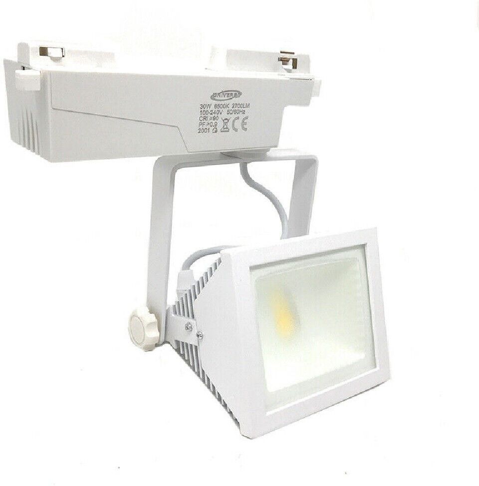 TrAdE Shop Traesio Faro Proiettore Orientabile 30w Luce 6500k 4000k Faretto Led Cob Binario F30w-6a