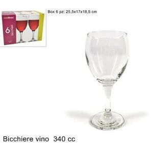 trade shop traesio set servizio 6 pezzi calici bicchieri vetro 340 cc vino acqua