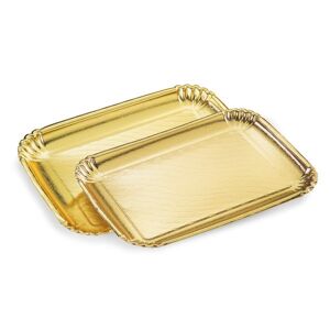 trade shop traesio 2 pezzi vassoio porta sotto torta 24x34cm oro rettangolare piatto dolci cartone