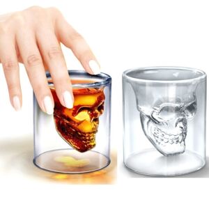 trade shop traesio bicchiere in vetro per shot cicchetto liquore con sagoma di teschio vodka whisky