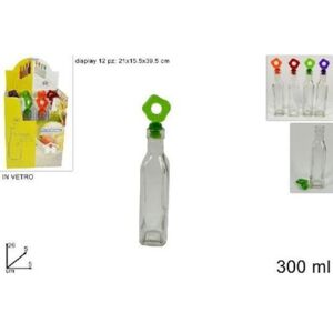 trade shop traesio set 12 pezzi bottiglie bottigline vetro olio aceto con tappo colorato 300ml idea