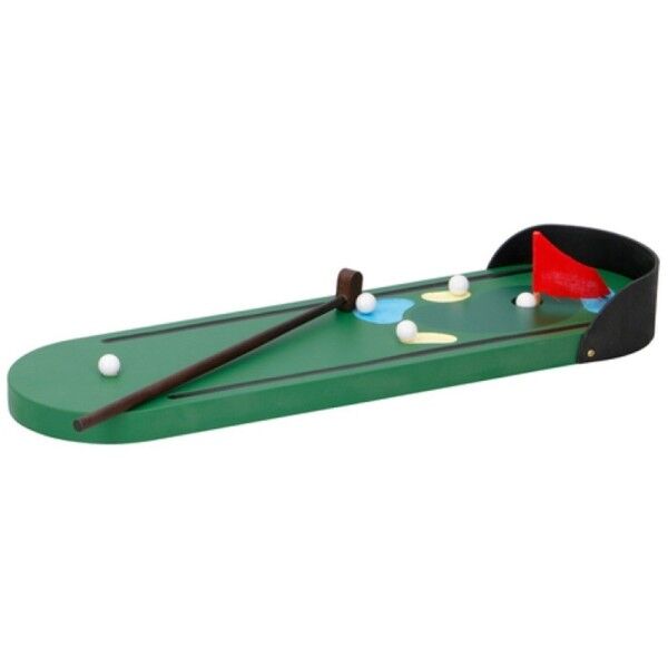 TrAdE Shop Traesio Trade Shop - Set Mini Golf Gioco Da Tavolo Scrivania In Legno Con Mazza E Palline 32x9x3cm -